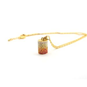 Tri-color pendant gold plated necklace